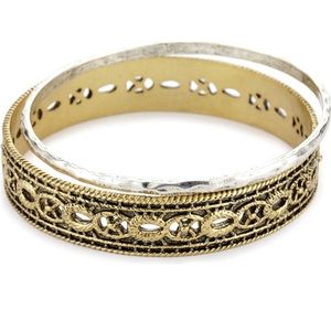 Lucky Brand Gold Tone Openwork Bangle Bracelets